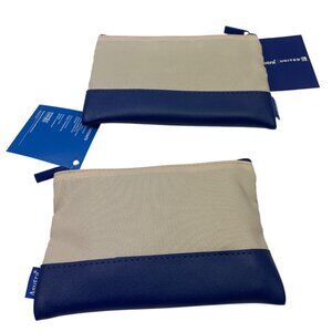 Astura United Travel Amenity Pouch Beige & Blue Women-Owned Kit 7"x5" New